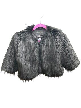 Donna Salyers Fabulous Furs Faux Fur Cropped Bolero Jacket Black Size M